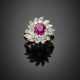 Cushion shape ct. 2.75 circa ruby with marquise and round diamond white gold cluster ring - Foto 1