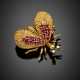 Yellow gold ruby insect brooch with diamond accenting - photo 1