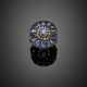 Irregular diamond and oval sapphire silver and 9K gold ring - photo 1
