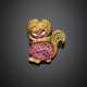 Yellow gold ruby cat brooch - photo 1