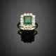 Octagonal ct. 1.95 circa emerald And round diamond white gold cluster ring - photo 1