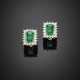 Octagonal emerald and diamond white gold earrings - photo 1