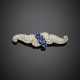 Sapphire and diamond white gold brooch - photo 1