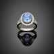 Oval sapphire and diamond white gold cluster ring - фото 1