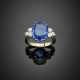Oval sapphire and diamond white gold ring - фото 1