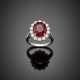 Oval ct. 5.02 ruby and diamond white gold cluster ring - photo 1