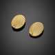 Two yellow gold diamond grooved button covers - фото 1
