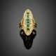 Diamond and emerald bi-coloured gold ring - Foto 1
