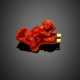 Yellow gold orange carved coral putto brooch - photo 1