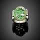 Carved jadeite white gold ring accented with diamonds - photo 1