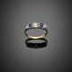 Diamond and sapphire silver and 9K gold ring - фото 1