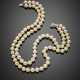 Two strand mm8.50/9.80 circa freshwater cultured pearl necklace with white gold diamond clasp - фото 1