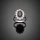 Oval ct. 2.10 circa sapphire and diamond white gold cluster ring - Foto 1