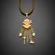 Yellow gold pirate pendant with diamonds for the eyes - фото 1