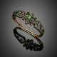 Silver and gold rose cut diamond and emerald cuff bracelet - фото 1