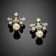 Diamond and mm 8.80 circa pearl white gold earclips - photo 1
