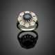 Round ct. 3.50 circa sapphire and diamond white gold cluster ring - фото 1