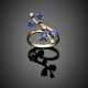 Pear sapphire and diamond white gold ring - Foto 1