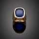Yellow 14K gold blue paste ring - фото 1