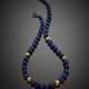 Lapis lazuli mm 5.60 a mm 12.80 circa graduated bead necklace with yellow gold clasp and spacers - photo 1