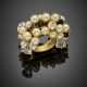 Yellow gold ring accented with cultured pearl - фото 1