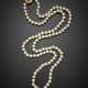 Long mm 7/7.50 circa cultured pearl necklace with bi-coloured gold diamond and sapphire clasp - Foto 1