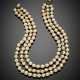 Three strand irregular pearl necklace with rose cut diamond - Foto 1