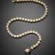 Cultured mm 7.50/7.80 circa pearl necklace with silver and gold mother-of-pearl and rose cut diamond clasp - фото 1