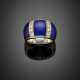 Reconstructed lapis lazuli and diamond white gold ring - Foto 1