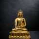 Feuervergoldete Bronze des Buddha Akshobya auf einem Lotos - photo 1
