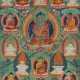 Thangka mit Darstellung der acht Buddhas der Medizin umgeben von acht Stupas - Foto 1