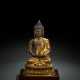 Partiell feuervergoldete Bronze des Buddha Shakyamuni auf einem Lotos - photo 1
