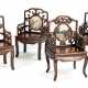 Vier Stühle aus Hartholz mit Marmorplatten - Foto 1