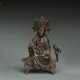 Bronze des Guanyin auf einem Podest sitzend - Foto 1