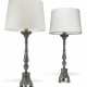 A PAIR OF NORTH EUROPEAN PEWTER ALTAR CANDLESTICK LAMPS - Foto 1