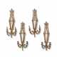 A SET OF FOUR GILTWOOD AND MIRRORED-GLASS TWO-BRANCH WALL-LIGHTS - фото 1