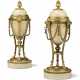 A PAIR OF DIRECTOIRE ORMOLU-MOUNTED WHITE MARBLE ATHENIENNE CASSOLETTES - фото 1