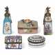 THREE STAFFORDSHIRE ENAMEL BOXES AND TWO ENAMEL SCENT BOTTLES - фото 1