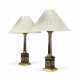 A PAIR OF PATINATED-BRONZE AND LACQUERED-BRASS CORINTHIAN COLUMN TABLE LAMPS - фото 1