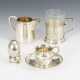5 Kleinteile Silber: Tasse mit Untertasse, Kännchen, Teeglas, Ei auf Ständer - Foto 1