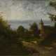 RICHET, Léon (1847 Solesmes - 1907 Fontainebleau). Richet: Landschaft mit Kirchturm. - Foto 1