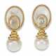 DIAMOND, CULTURED PEARL AND MOTHER-OF-PEARL EARRINGS - фото 1
