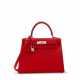 A ROUGE DE COEUR EPSOM LEATHER KELLY 28 WITH PALLADIUM HARDWARE - фото 1