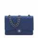 Chanel. A BLUE CAVIAR LEATHER MAXI SINGLE FLAP BAG WITH SILVER HARDWARE - photo 1