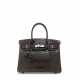 Hermes. A SHINY GRIS FONCÉ POROSUS CROCODILE BIRKIN 30 WITH PALLADIUM HARDWARE - Foto 1