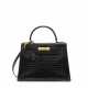 Hermes. A SHINY BLACK NILOTICUS CROCODILE SELLIER KELLY 28 WITH GOLD HARDWARE - фото 1