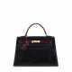 Hermes. A SHINY BLACK & ROUGE H POROSUS CROCODILE SELLIER KELLY 32 WITH GOLD HARDWARE - фото 1
