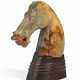 A RUSSET AND PALE GREEN JADE HAN-STYLE HORSE HEAD - photo 1