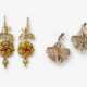 Ein Paar Ohrgehänge und ein Paar Ohrringe mit Glassteinen und Saatperlen, Deutschland, 1850-1860er Jahre  - photo 1