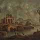 Unbekannt, 17./18. Jahrhundert, Uferlandschaft mit antiken Ruinen und Figurenstaffage - Foto 1